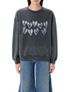 Anine Bing Spencer Sweatshirt Hearts In Washed Black In Washed Black