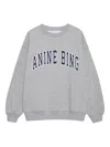 Anine Bing Grey Crew Neck Sweatshirt With Bold Lettering In Gray
