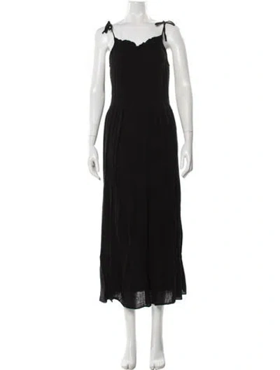 Pre-owned Anine Bing Square Neckline Long Dress In Black