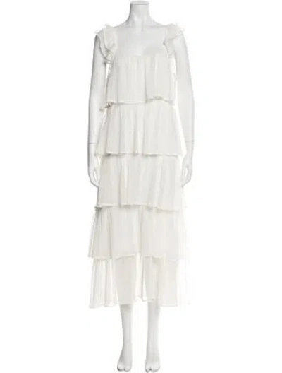 Pre-owned Anine Bing Square Neckline Long Dress In White