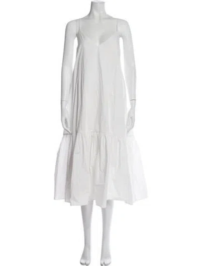Pre-owned Anine Bing Square Neckline Long Dress In White
