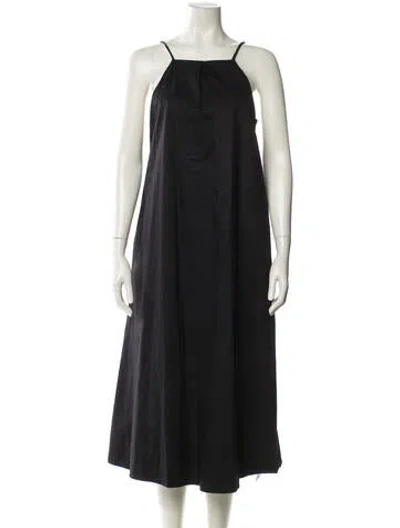 Pre-owned Anine Bing Square Neckline Midi Length Dress In Black