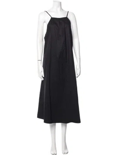 Pre-owned Anine Bing Square Neckline Midi Length Dress In Black