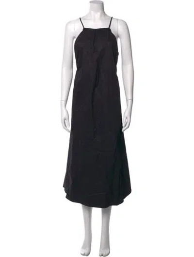Pre-owned Anine Bing Square Neckline Midi Length Dress In Black