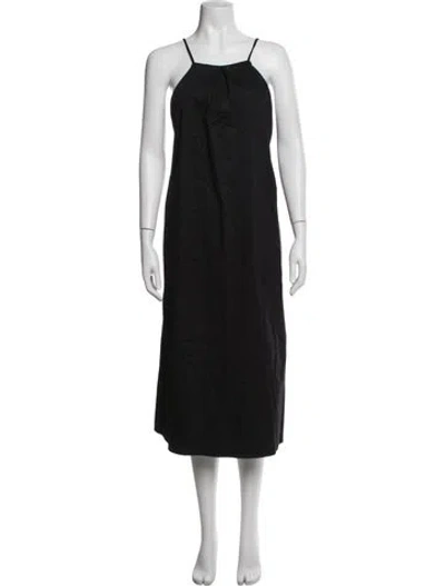 Pre-owned Anine Bing Square Neckline Midi Length Dress In Black