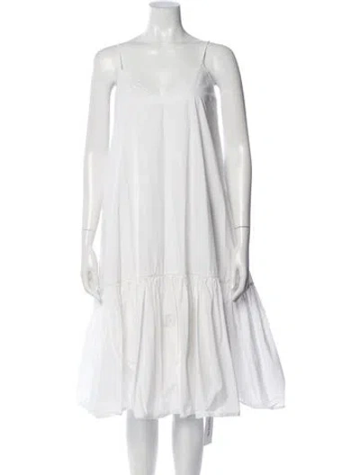 Pre-owned Anine Bing Square Neckline Midi Length Dress In White