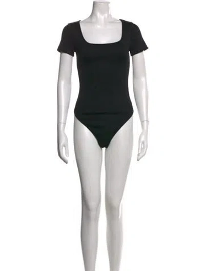 Pre-owned Anine Bing Square Neckline Short Sleeve Crop Top In Black