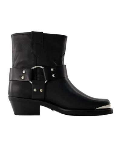 Anine Bing Square Toe Ankle Boots In Black