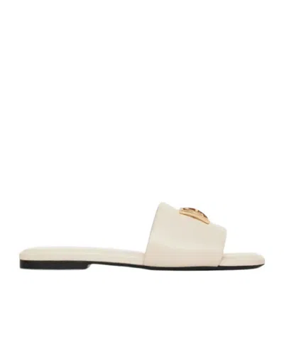 Anine Bing Square-toe Logo Leather Sandals In Neutral