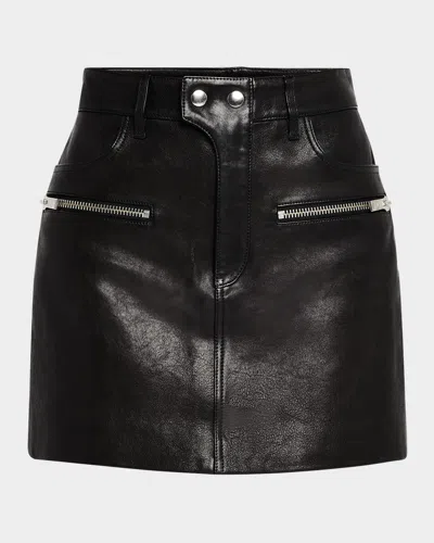 ANINE BING STEEL LEATHER MINI SKIRT