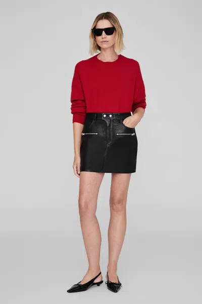 ANINE BING ANINE BING STEEL SKIRT IN BLACK LEATHER
