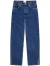 Anine Bing Straight-leg Denim Trousers With High Waist And Side Slits In Blue