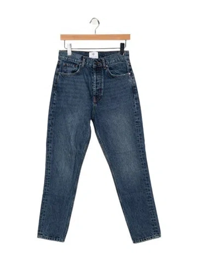 Pre-owned Anine Bing Straight Leg Pants In Blue