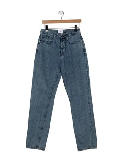 Pre-owned Anine Bing Straight Leg Pants In Blue