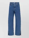 Anine Bing Straight Leg Trousers Side Slits In Blue