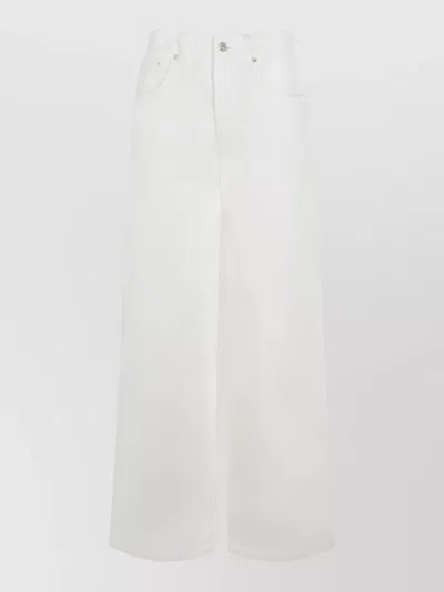 Anine Bing Straight Trousers Belt Loops Five Pocket Style In White