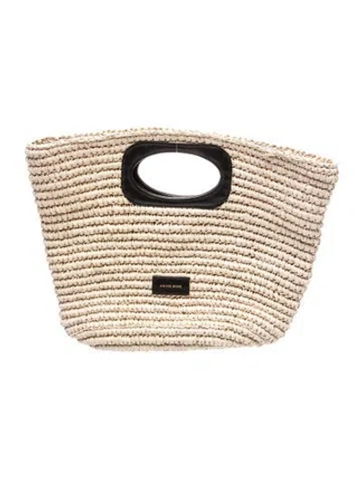 Pre-owned Anine Bing Straw Top Handle Bag In Neutrals