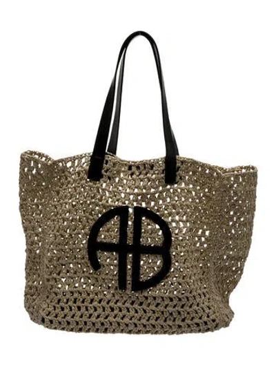 Pre-owned Anine Bing Straw Tote In Neutrals