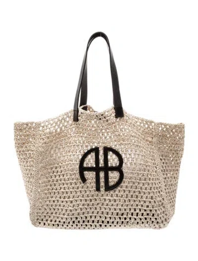 Pre-owned Anine Bing Straw Tote In Neutrals