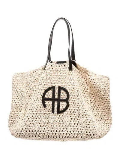 Pre-owned Anine Bing Straw Tote In Neutrals