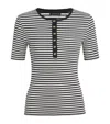 Anine Bing Alessia Striped Stretch-cotton T-shirt In Black