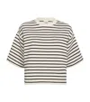 Anine Bing Womens Blk Stripe French Terry Myers Cropped Cotton-blend T-shirt In Neutral