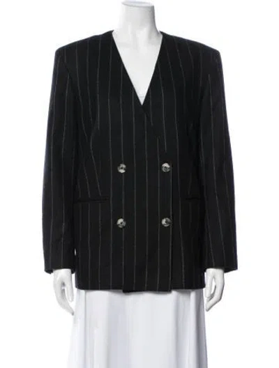 Pre-owned Anine Bing Striped Blazer In Black