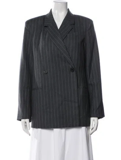 Pre-owned Anine Bing Striped Blazer In Gray