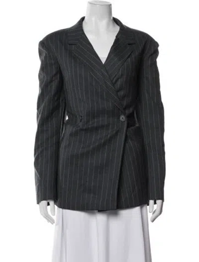 Pre-owned Anine Bing Striped Blazer In Grey