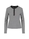 Anine Bing Alessia Long Sleeve Tee In Cream And Black Stripe In Multi