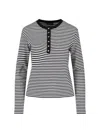 Anine Bing Alessia Long Sleeve Tee In Cream And Black Stripe In Multi