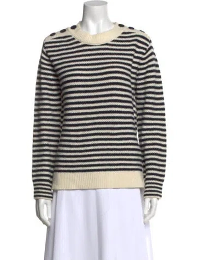 Pre-owned Anine Bing Striped Crew Neck Sweater In Blue