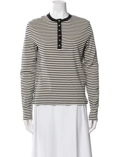 Pre-owned Anine Bing Striped Crew Neck Top In White
