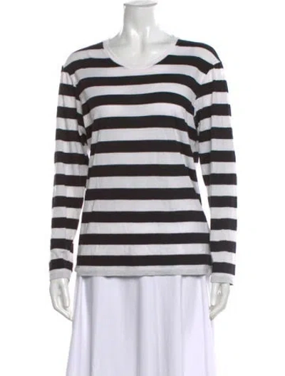 Pre-owned Anine Bing Striped Crew Neck T-shirt In Black