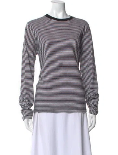 Pre-owned Anine Bing Striped Crew Neck T-shirt In Black