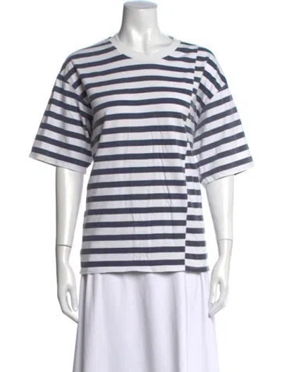 Pre-owned Anine Bing Striped Crew Neck T-shirt In Blue/white