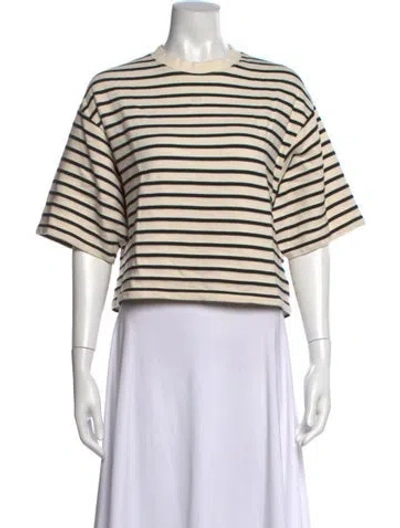 Pre-owned Anine Bing Striped Crew Neck T-shirt In Neutral