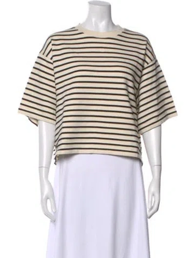 Pre-owned Anine Bing Striped Crew Neck T-shirt W/ Tags In Neutral