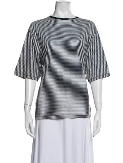 Pre-owned Anine Bing Striped Crew Neck T-shirt In White