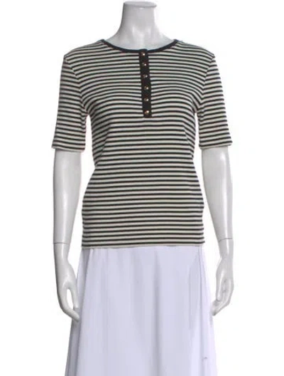 Pre-owned Anine Bing Striped Crew Neck T-shirt In Yellow