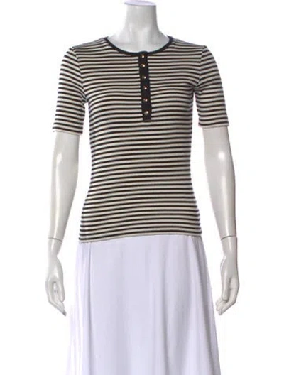 Pre-owned Anine Bing Striped Crew Neck T-shirt In Yellow