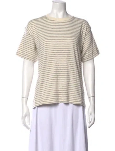 Pre-owned Anine Bing Striped Crew Neck T-shirt In Yellow