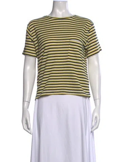 Pre-owned Anine Bing Striped Crew Neck T-shirt In Yellow