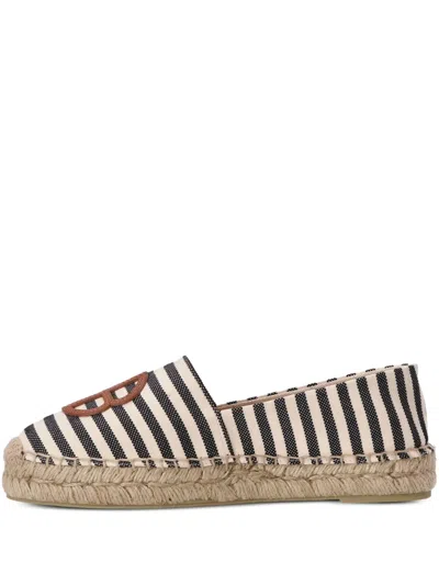 Anine Bing Striped Logo Flat Espadrilles In Brown