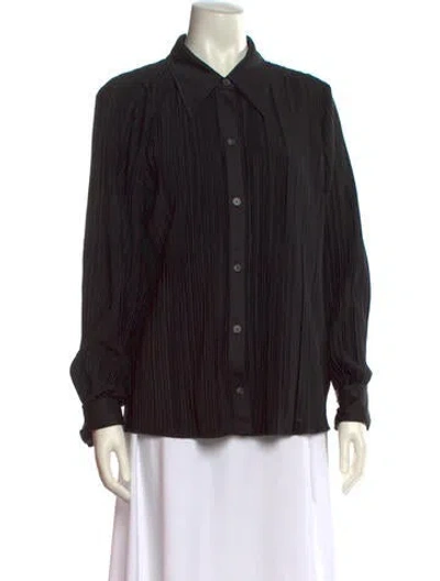 Pre-owned Anine Bing Striped Long Sleeve Button-up Top In Black