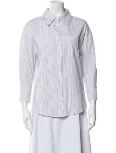 Pre-owned Anine Bing Striped Long Sleeve Button-up Top In Blue