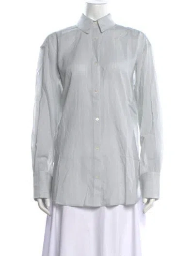 Pre-owned Anine Bing Striped Long Sleeve Button-up Top In Grey