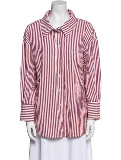 Pre-owned Anine Bing Striped Long Sleeve Button-up Top In Multi