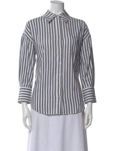 Pre-owned Anine Bing Striped Long Sleeve Button-up Top In Multi