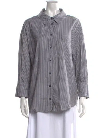 Pre-owned Anine Bing Striped Long Sleeve Button-up Top In Multi